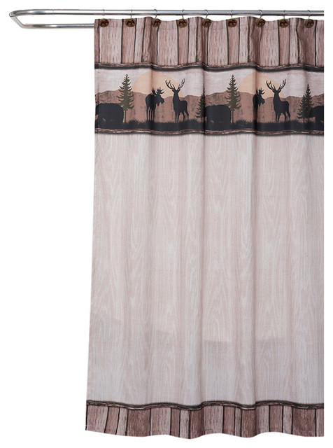 Saay Knight Silhouette Wildlife Shower Curtain Rustic Saay Knight Silhouette Wildlife Shower Curtain