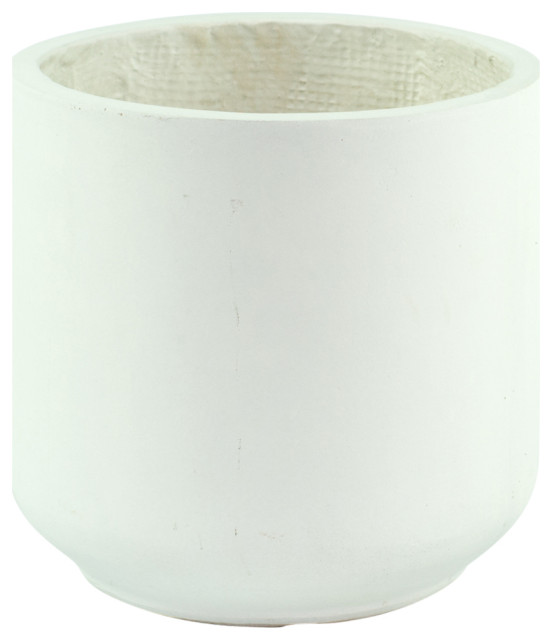 Mid Century Large Fiber Clay Pot Cylinder Planter White 10
