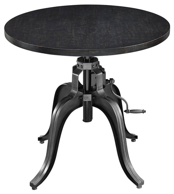 Adjustable Height Crank Dining Table, Black Industrial Dining