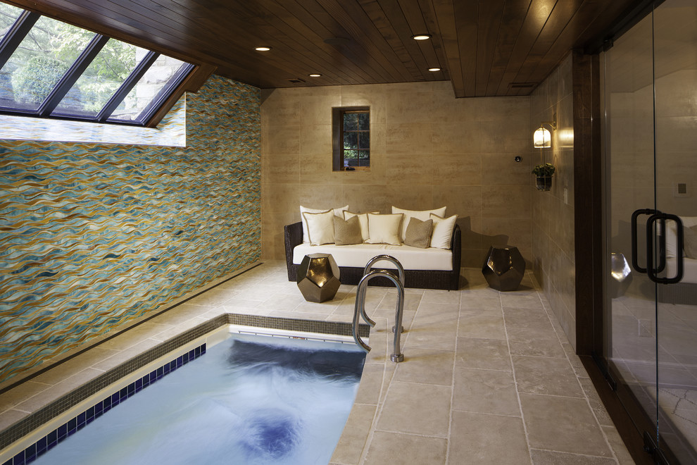 Inspiration for a country indoor rectangular pool in New York.