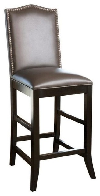 Abbyson Living Royal 30" Leather Nailhead Trim Bar Stool ...