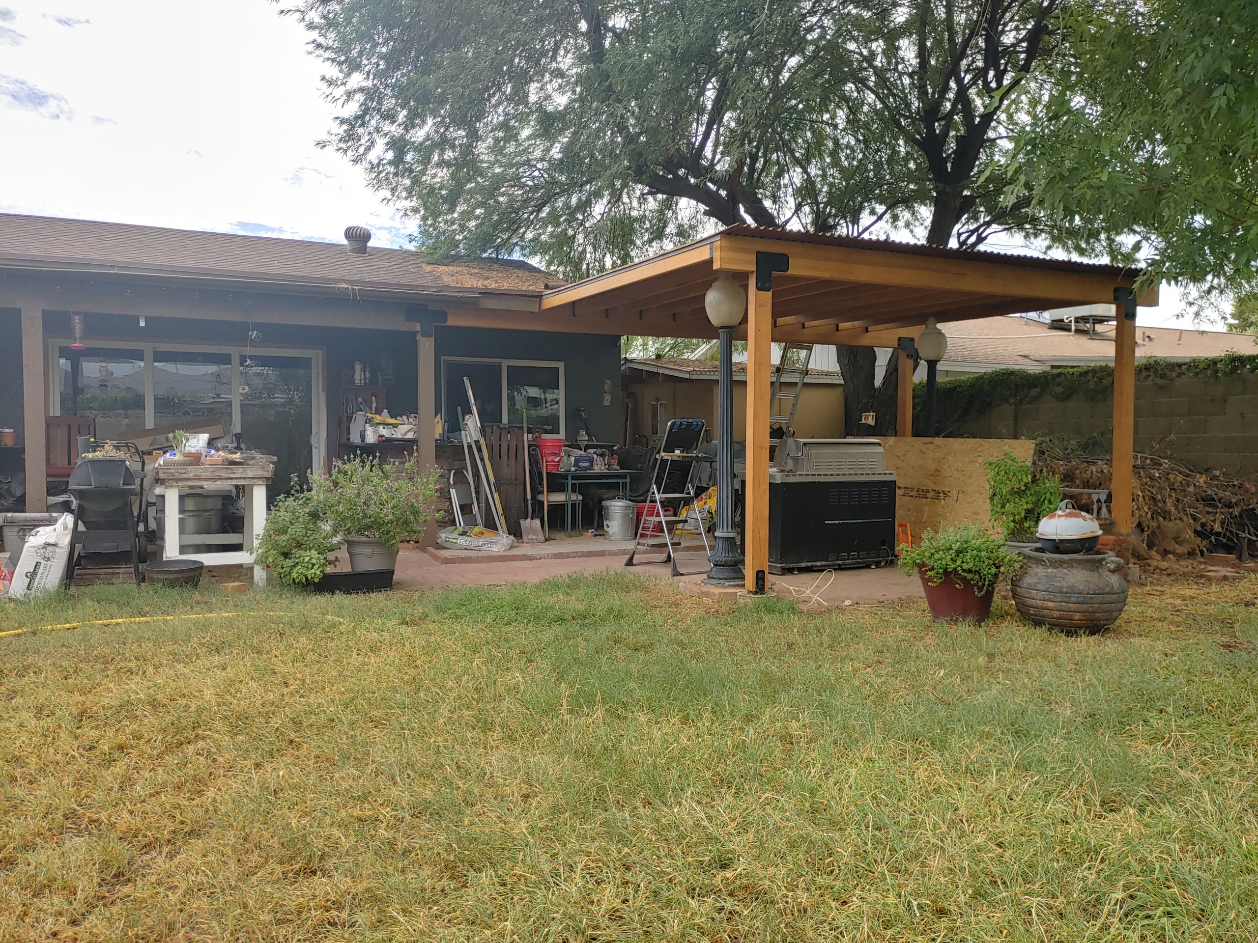 Outdoor Kitchen Cantilevered Porch Extention