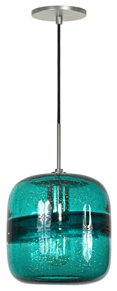 Light Line Voltage Pendant And Canopy, Teal Brushed Nickel