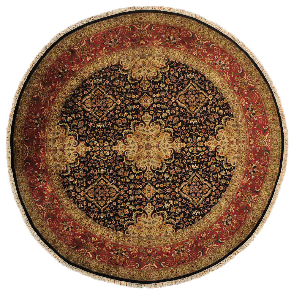10'x10' New Zealand Wool Kashan Revival Round Hand-Knotted Oriental Rug R32215