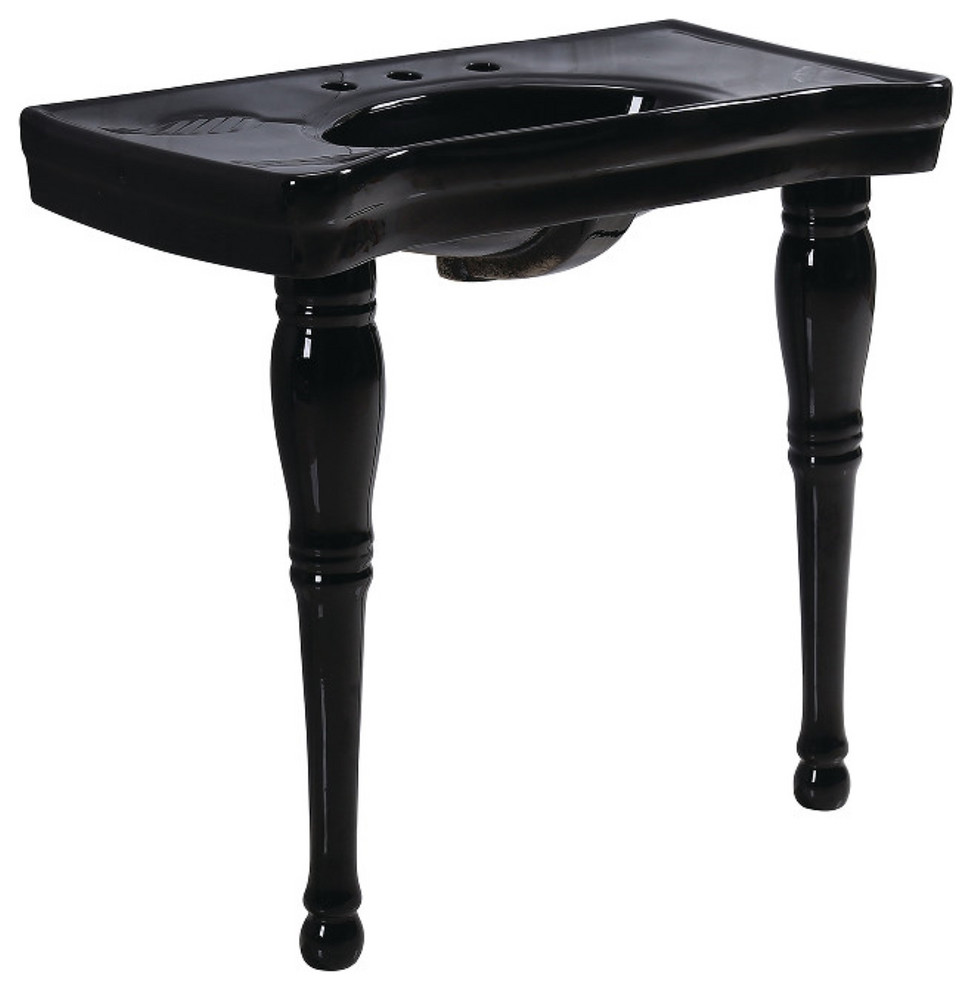 Kingston Brass VPB1368K Imperial Ceramic Console Sink, Black