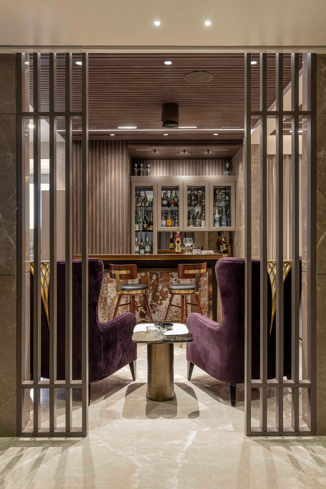 Inspiration for a contemporary home bar in Delhi.