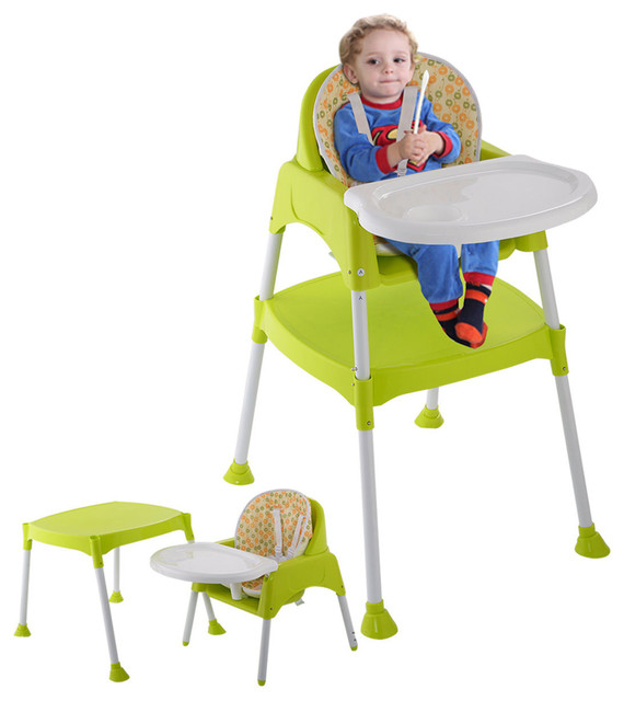Costway Green 3 In 1 Convertible Table Seat Booster Toddler Feeding Costway Green 3 In 1 Convertible Table Seat Booster Toddler Feeding Highchair Contemporary High Chairs And Seats By Goplus Corp
