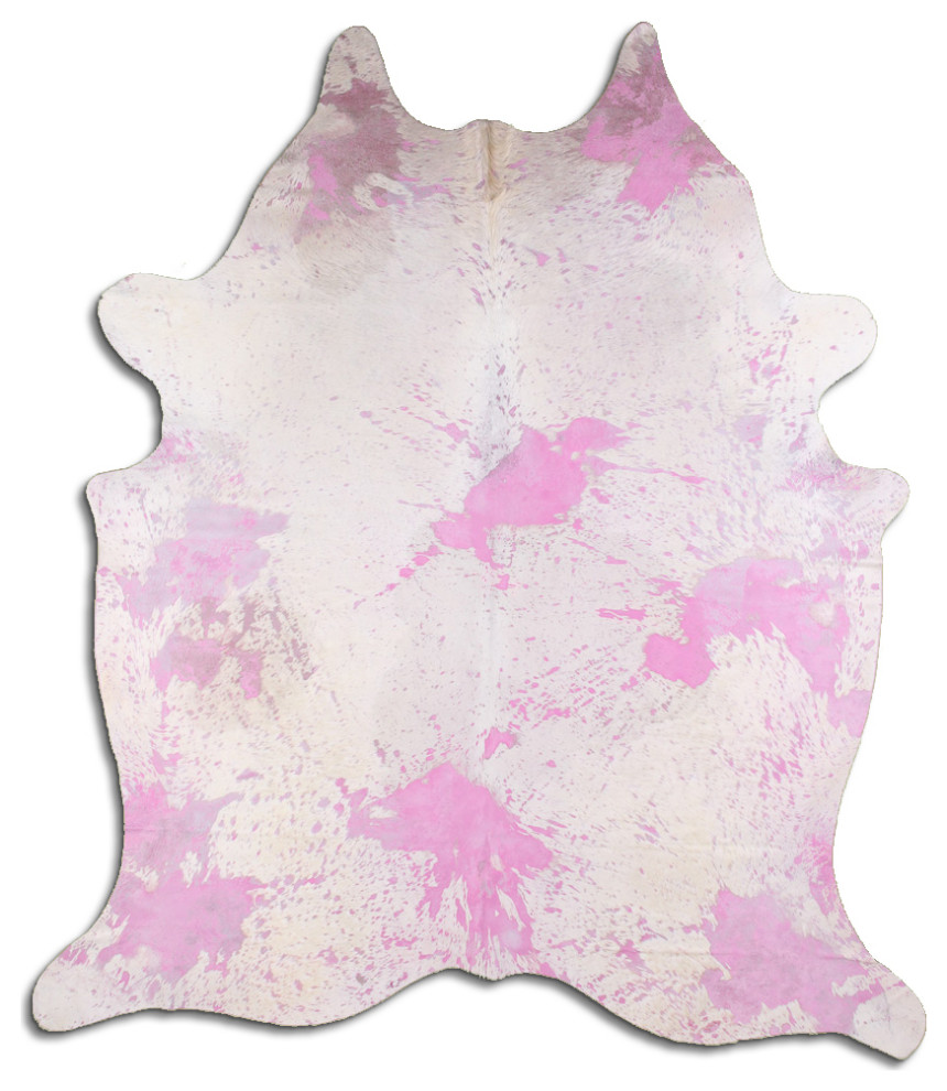ACID WASHED HAIR ON Cowhide Rug DE DISTRESSED PINK, 5'x7' to 6'x8