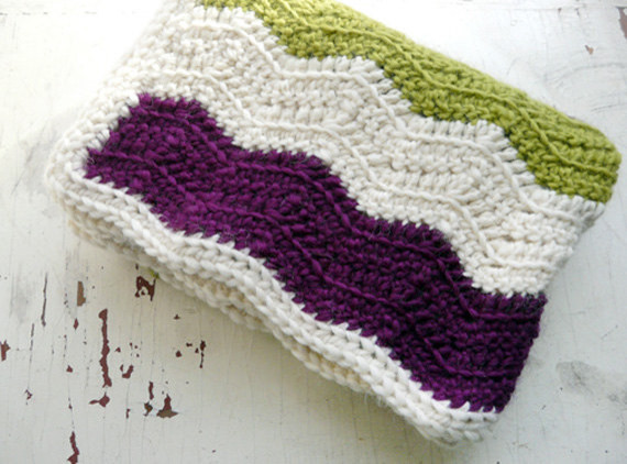 Baby Blanket in Purple, Lime Green and White by Bklyn Baby