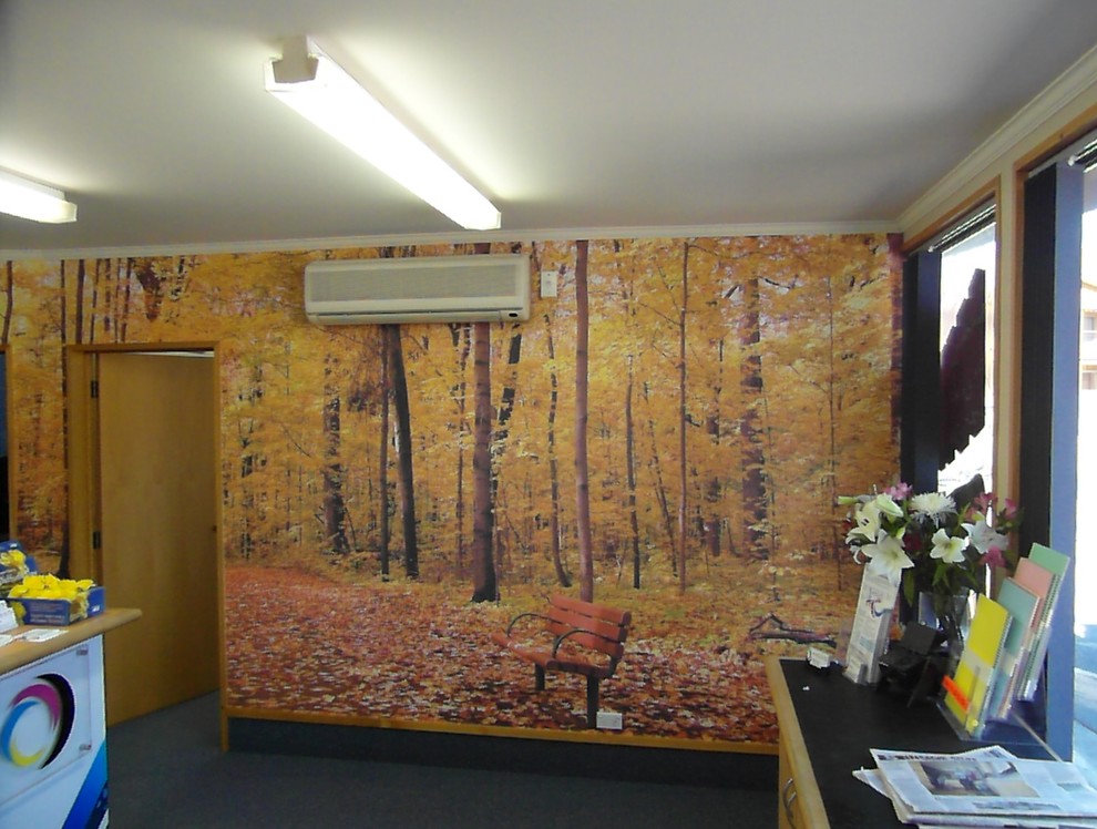This is an example of an Expansive country foyer in Dunedin With Multi-coloured Walls.