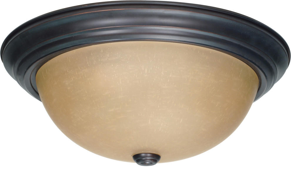Signature 3 Light LED 15.25" Mahogany Bronze Flushmount Ceiling Light 