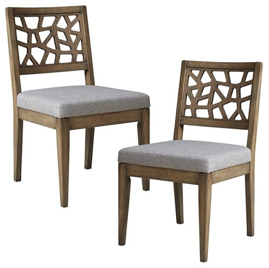 INK+IVY Crackle side Chair, Set of 2, Light Gray