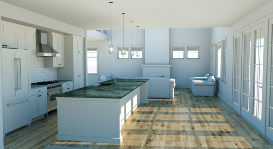 Example of a trendy kitchen design in Detroit