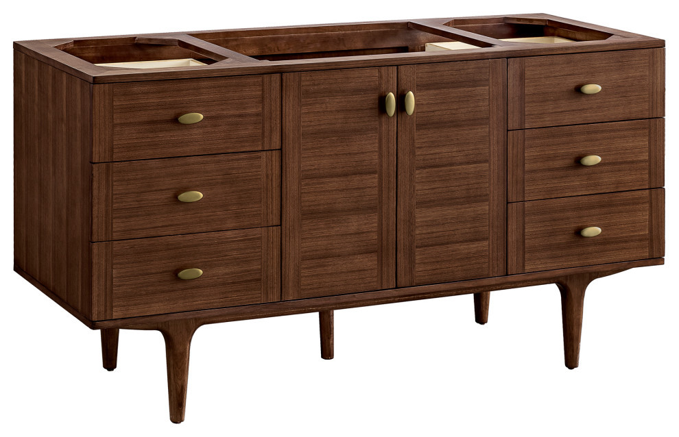 Amberly 60" Single Vanity, Mid-Century Walnut - Midcentury - Bathroom ...