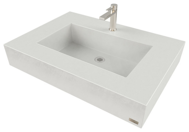 30 Ada Floating Concrete Rectangle Sink Contemporary Bathroom Sinks By Trueform Concrete Llc