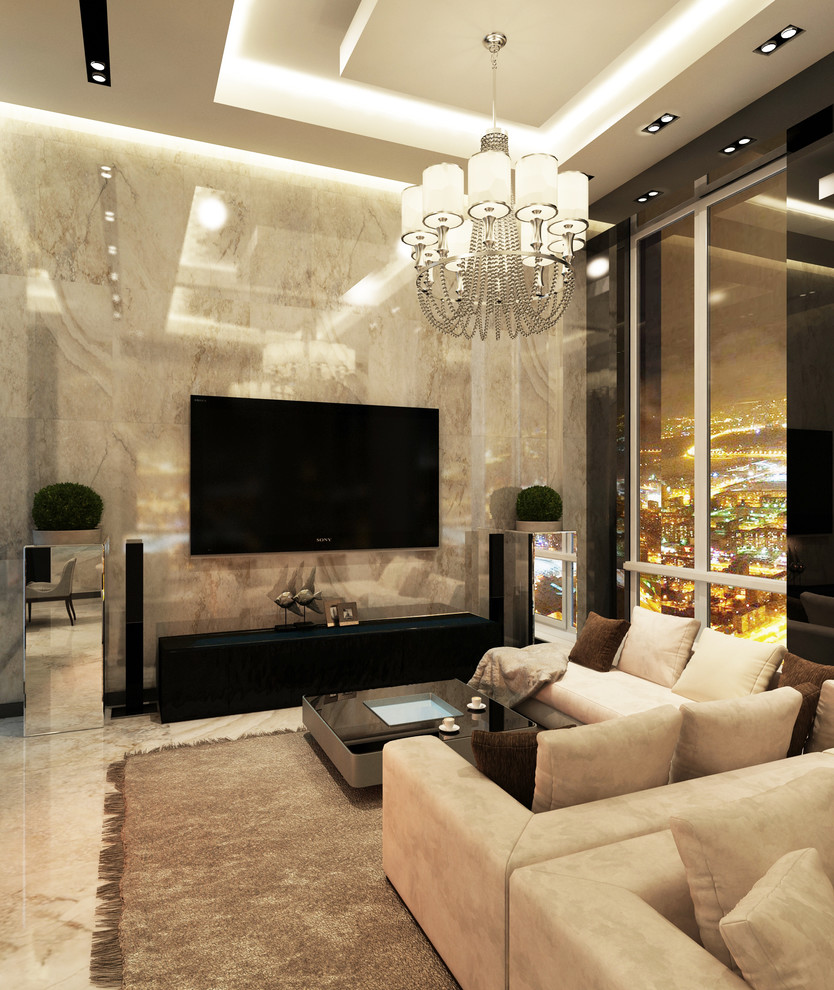 Гостиная-столовая в доме на Мосфильмовской