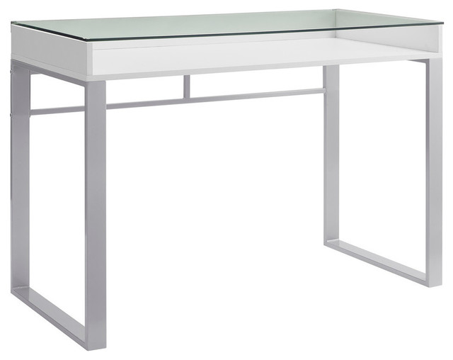 42 Urban Industrial White Office Desk Glass Top
