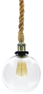 pendant rope glass lighting globe shade brass antique beach light