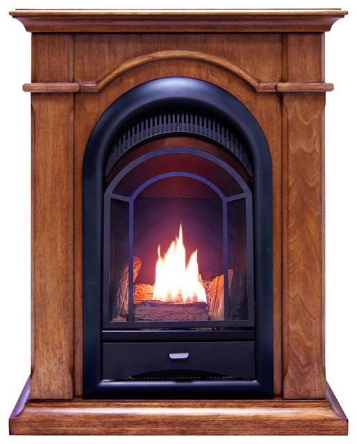 Dual Fuel Ventless Gas Fireplace, 10,000 BTU, TStat, Apple