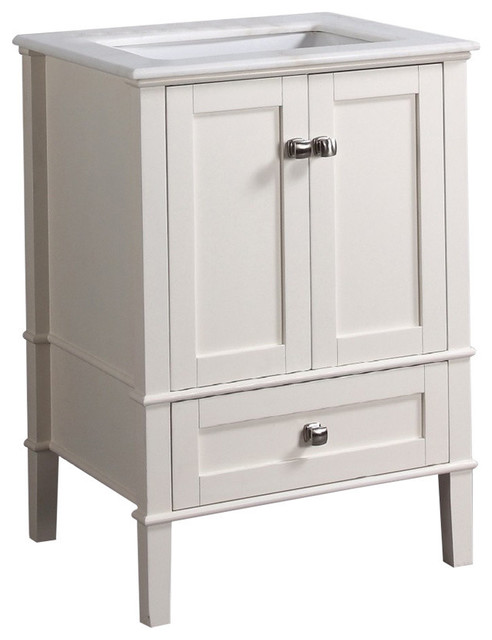 Chelsea Bath Vanity Soft White With Engineered Quartz Marble Top Transitional Bathroom Vanities And Sink Consoles By Simpli Home Ltd Houzz - 24 Inch White Bathroom Vanity With Quartz Top