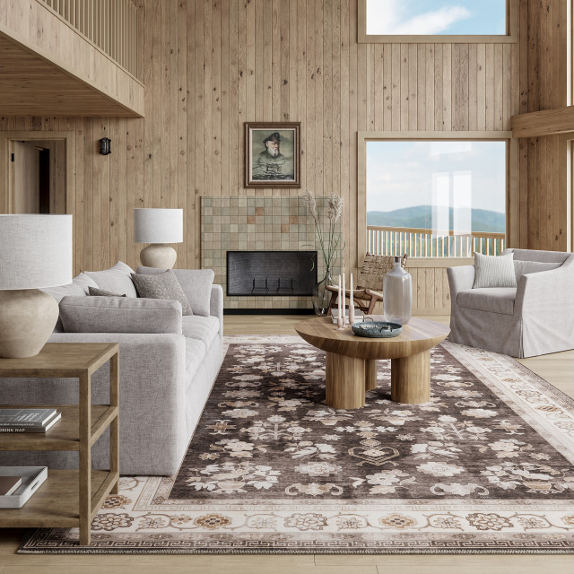 Lauren Liess x RugsUSA Dayflower Vintage Washable Rug, 5' x 8