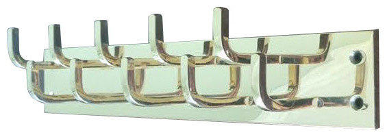 Modern Hook Double Row Bar, 2" Wide, Polished Brass, 18"W x 2"H