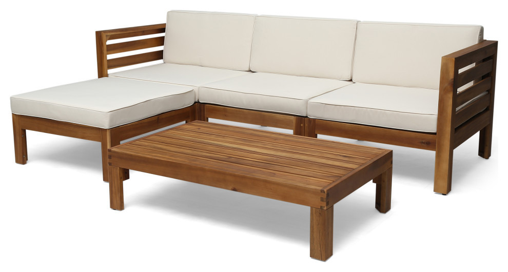 stropdas pk Harde wind Alice Outdoor 5-Piece Acacia Wood Sofa Set - Transitional - Outdoor Lounge  Sets - by GDFStudio | Houzz
