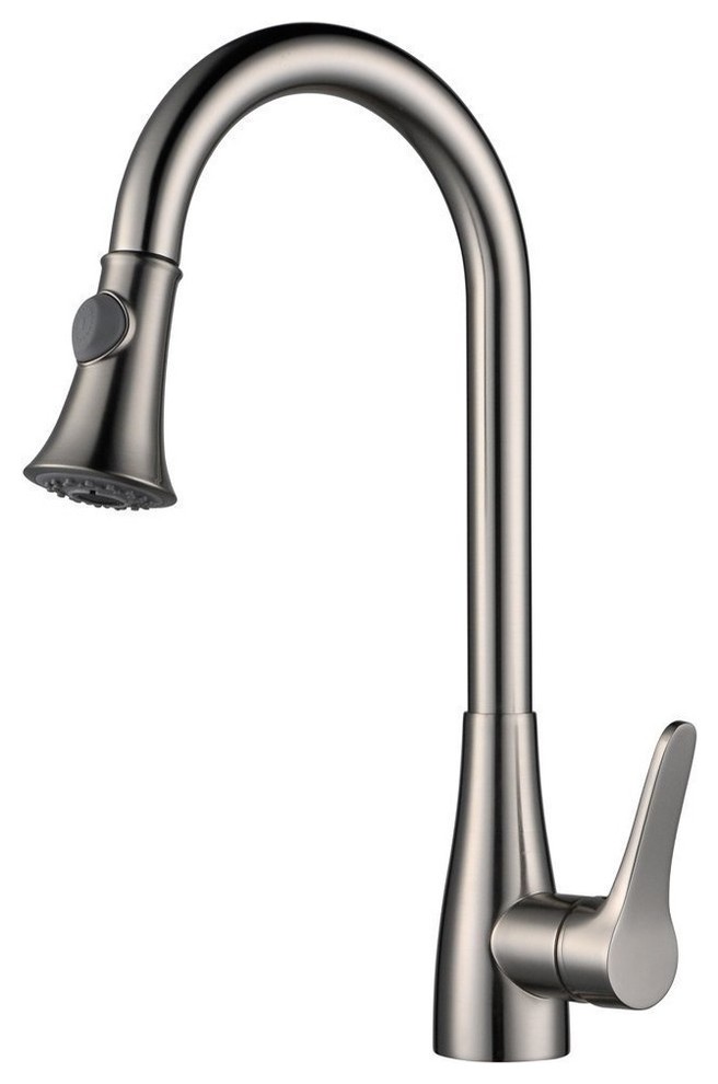 Mora Deck Mounted Kitchen Sink Faucet With Pull Down Sprayer, Brushed Nickel