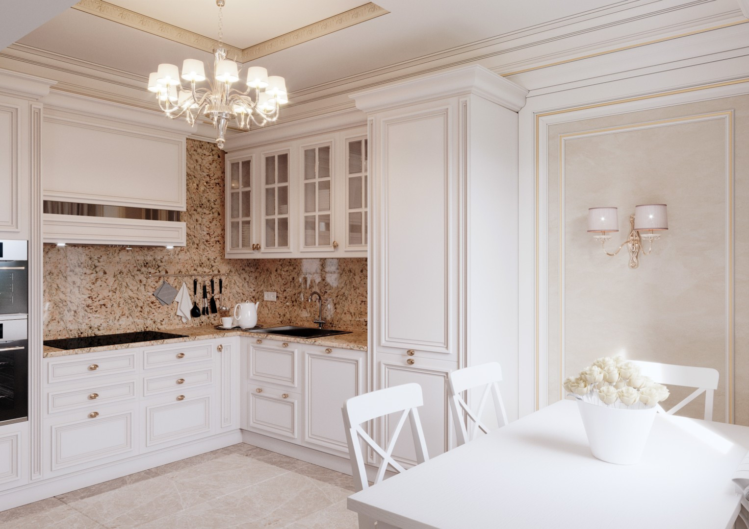 Классическая кухня-гостиная