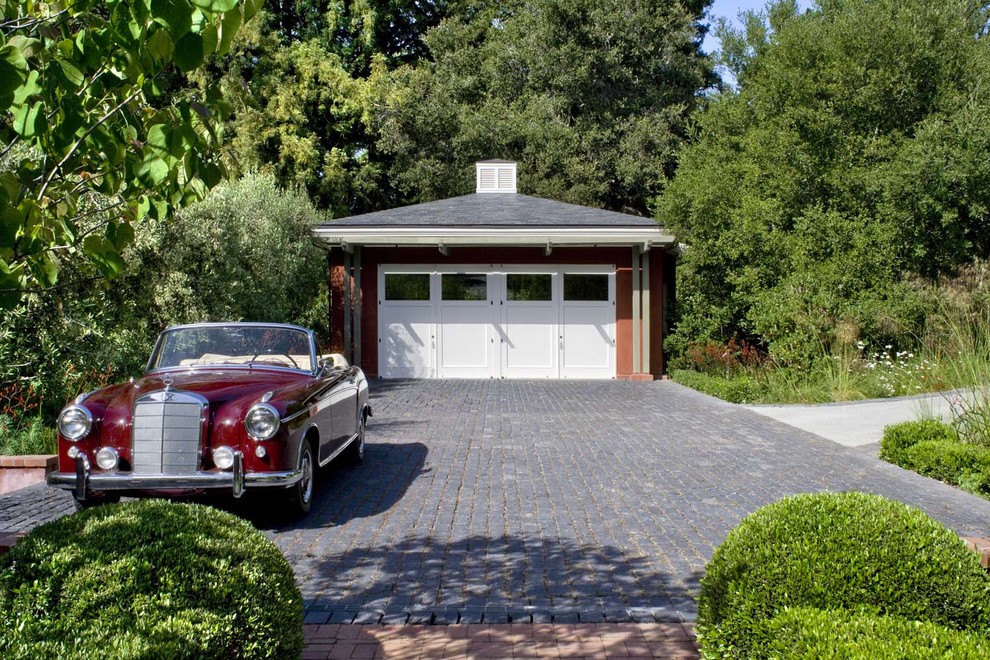 This is an example of a traditional detached two-car garage in San Francisco.
