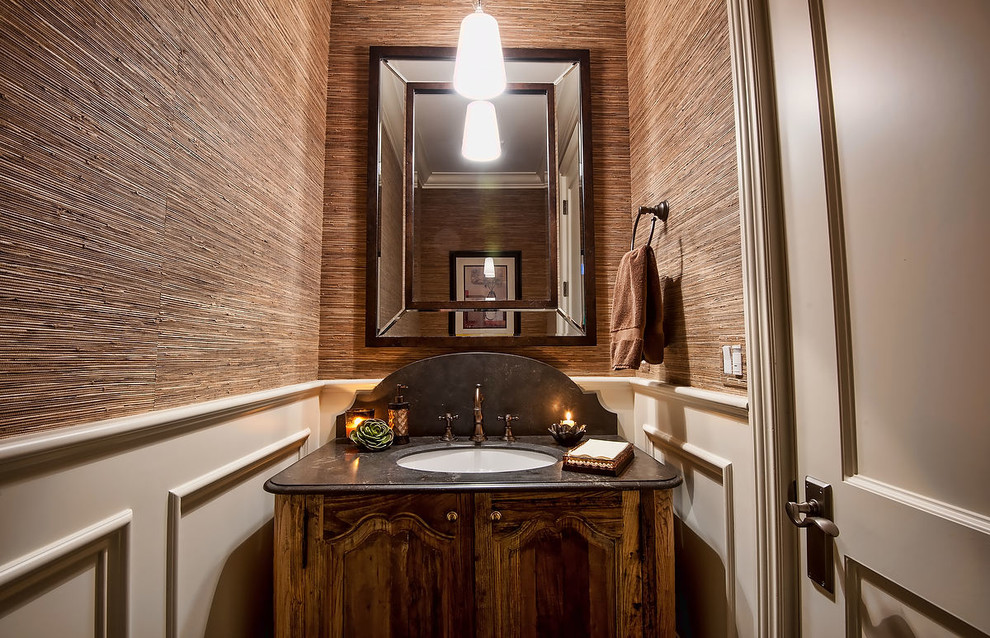 Design ideas for a traditional powder room in Los Angeles.