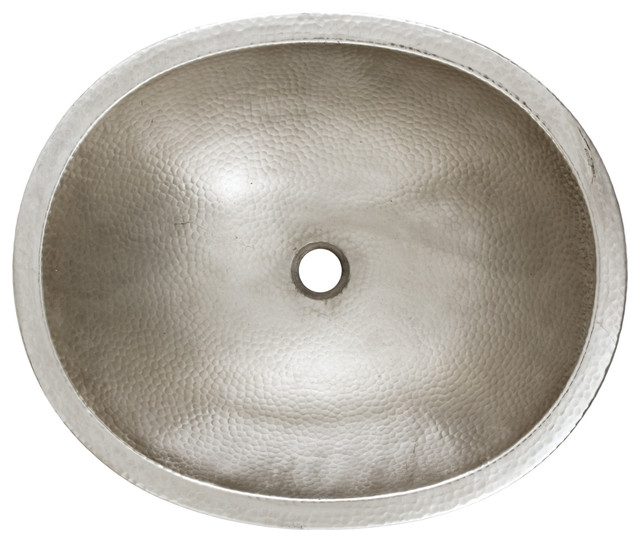 Edison 19" Dual Mount Oval Bathroom Sink, Hammered Nickel Traditional