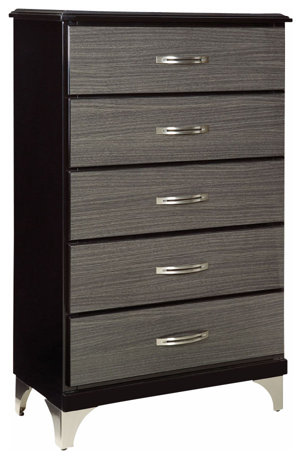Standard Furniture Decker 5-Drawer Chest in Black and Grey