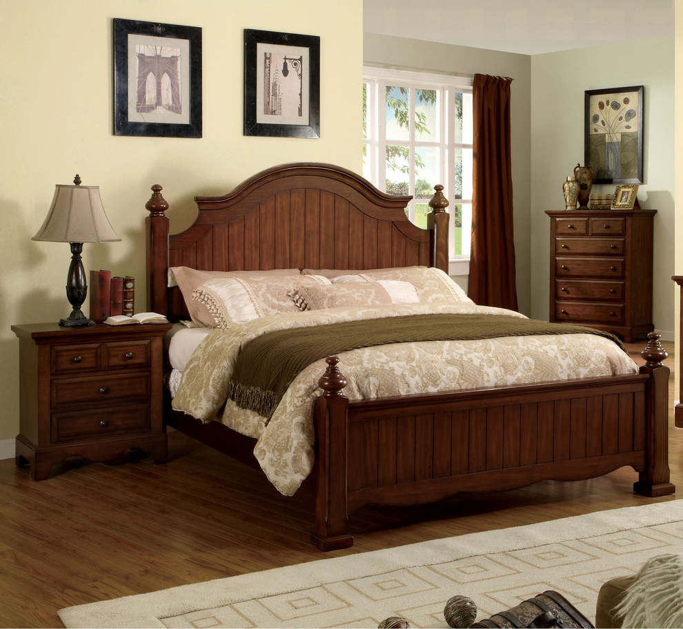 Furniture of America Springbay Light Walnut Four Poster Bed