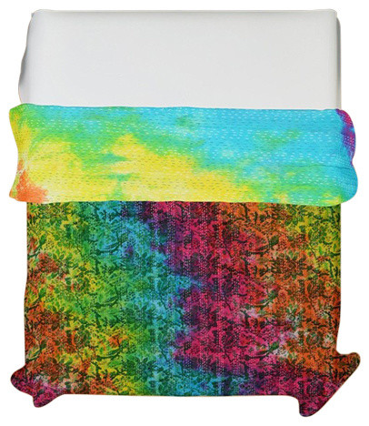 Cotton kantha Quilt blanket handmade Bedding Blanket Bird Print kantha quilt