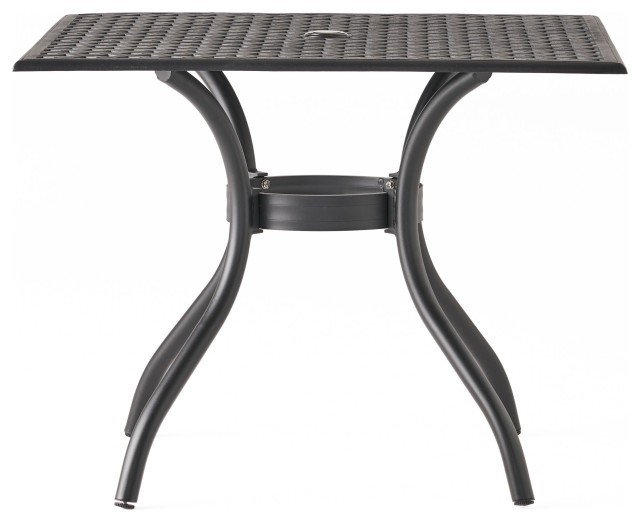 GDF Studio Auberge Outdoor Patio Black Cast Aluminum Square Table
