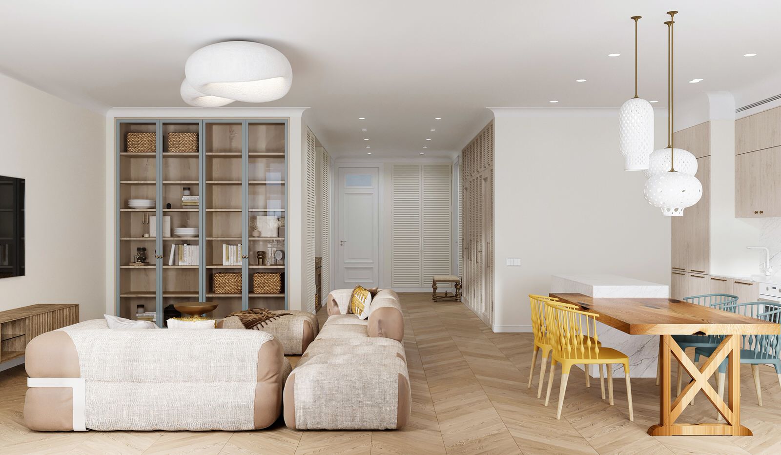 Интерьер кухни-столовой в квартире, ЖК "Жизнь на Плющихе"