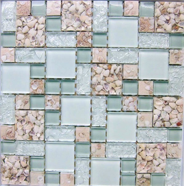 Resin mosaic tile, glass stone blend resin mosaic tiles bathroom RNMT003