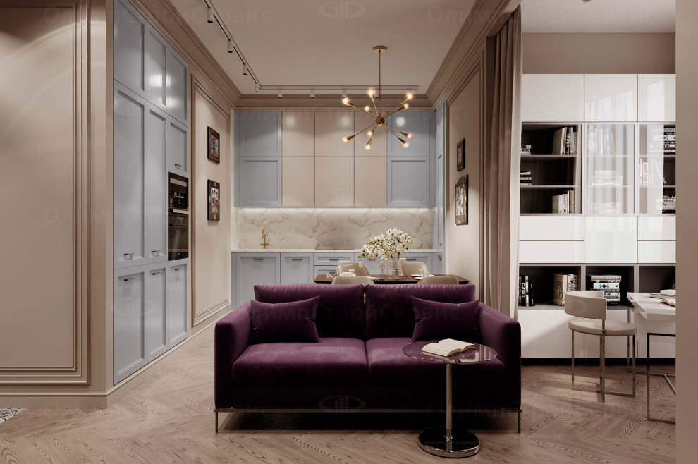 ЖК Врубеля, 4: дизайн интерьера евродвушки 60 кв.м. в стиле «Неоклассика»