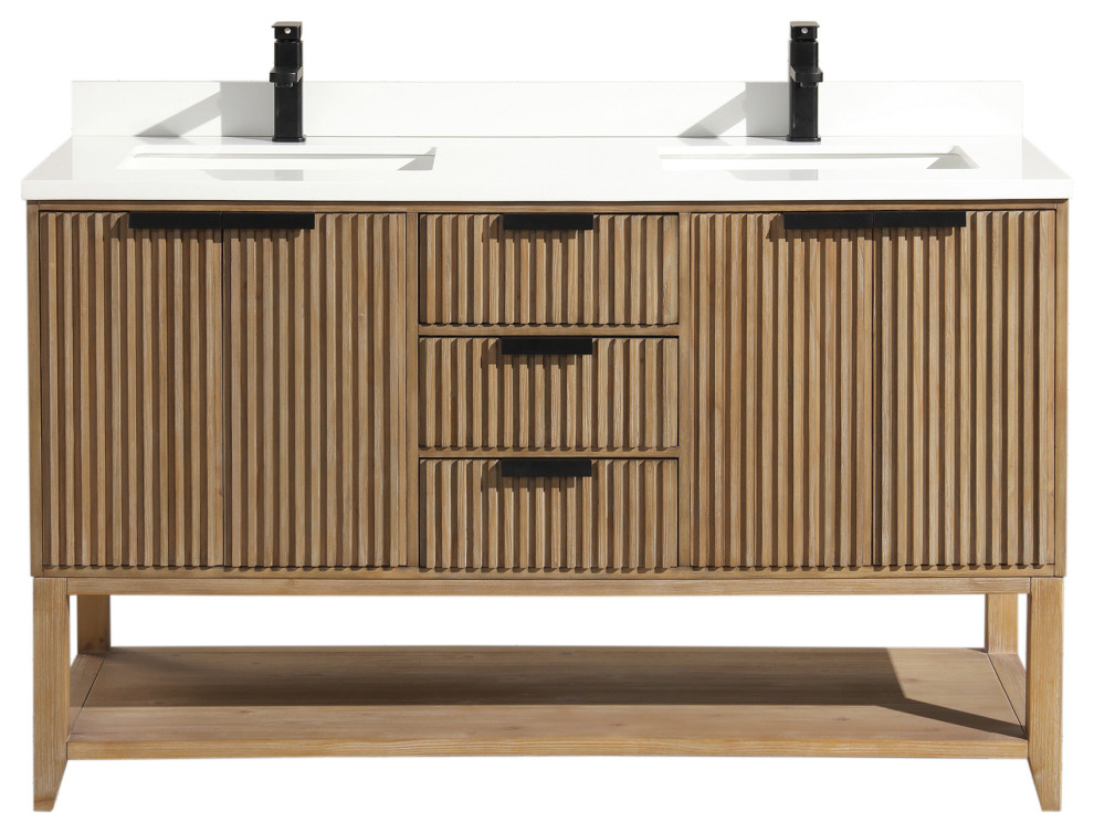 San Diego 55" Freestanding Bathroom Vanity Weathered Fir Transitional