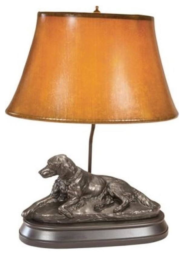 Sculpture Table Lamp TRADITIONAL Lodge Resting English Setter Dog