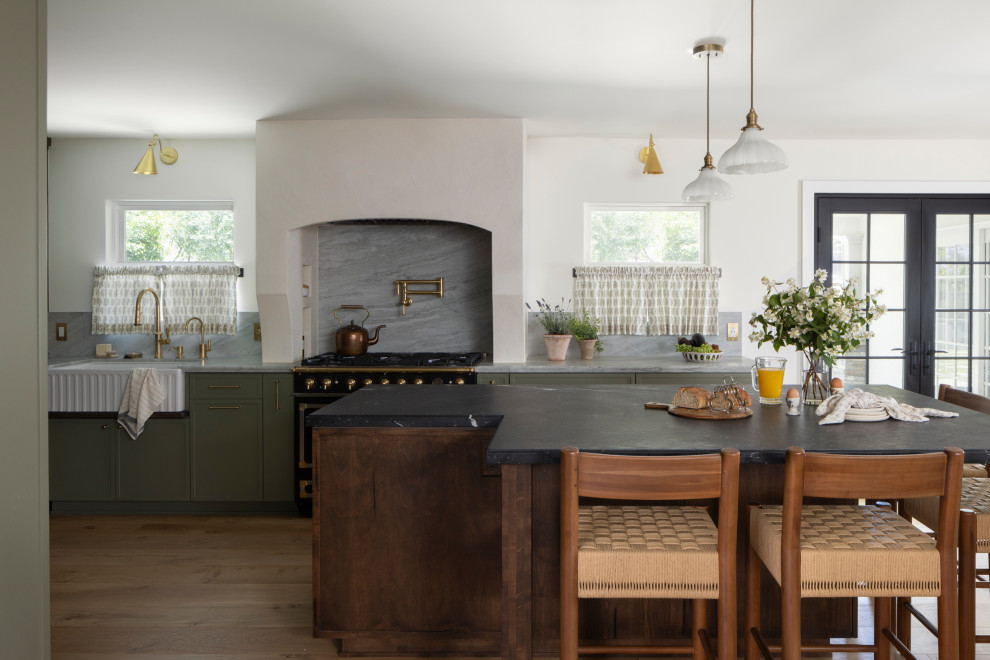 Tustin Kitchen remodel - green cabinets - Mediterranean - Kitchen ...