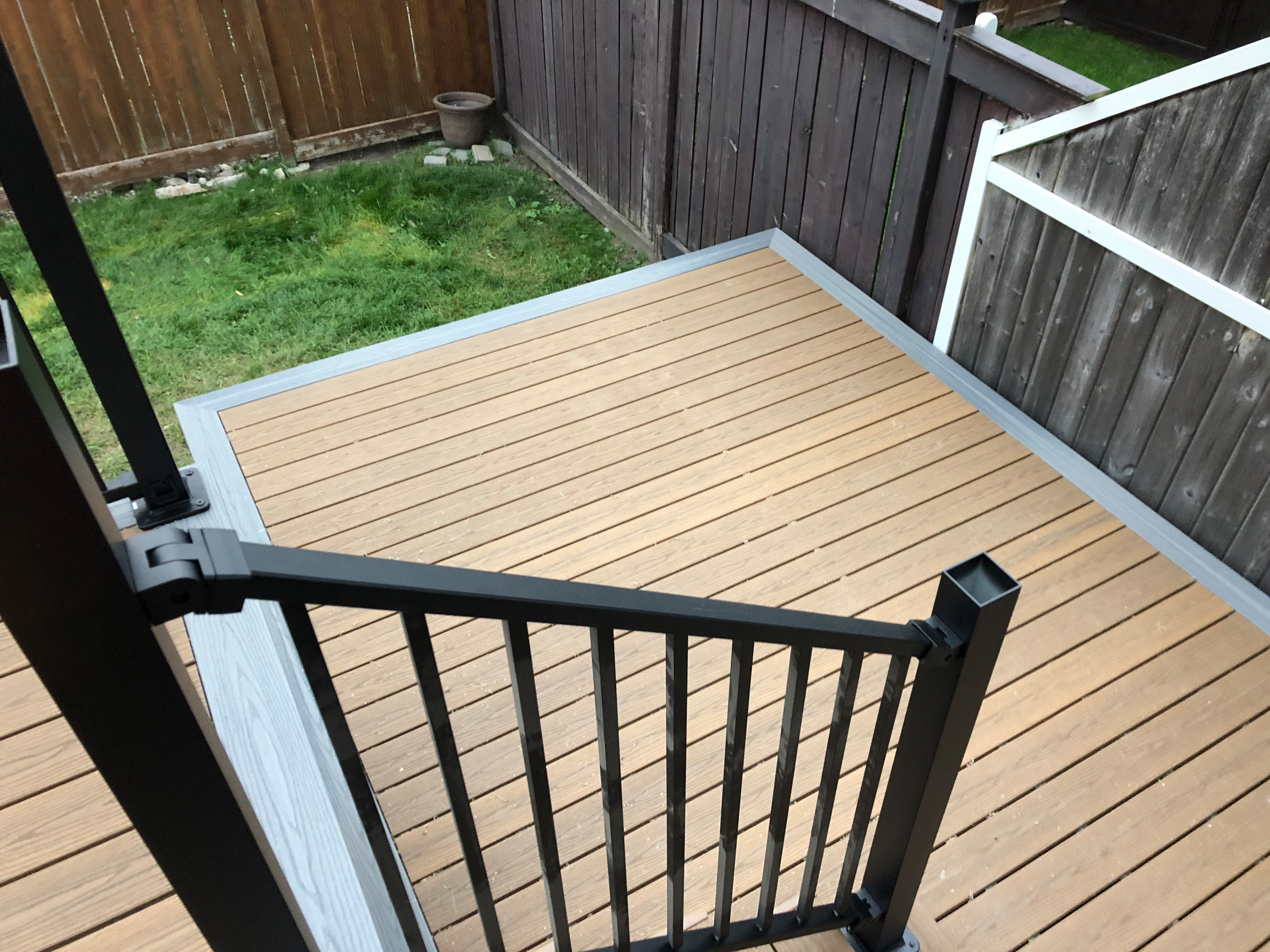 composite deck with black railing