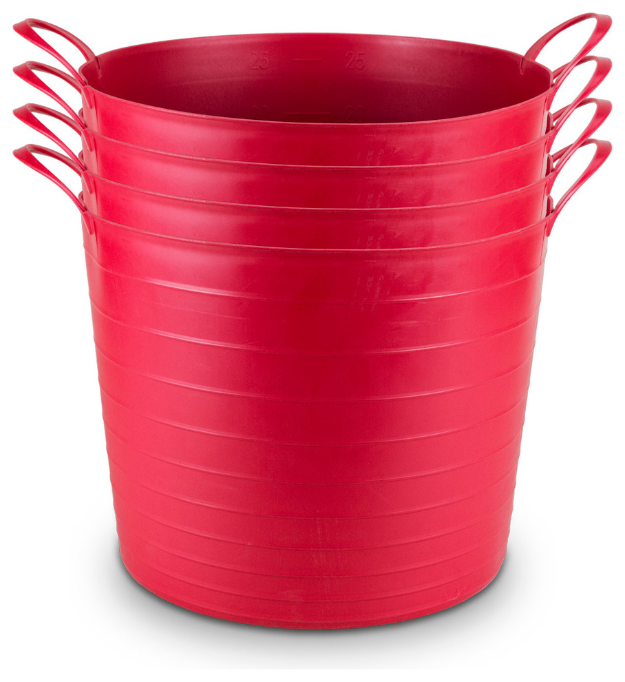 Mainstays 27Liter Home Organization Bins, Red, Set of 4 Traditional