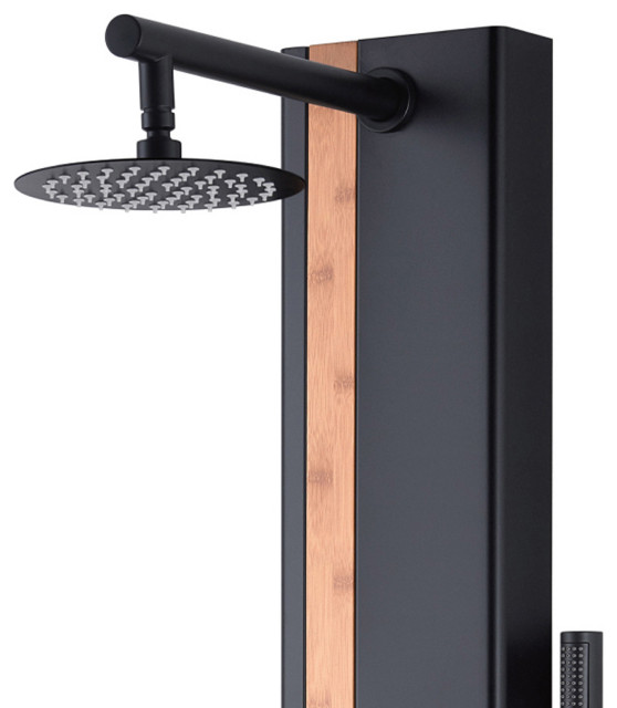 Eclipse 4-Jet ShowerSpa, Matte Black With Bamboo