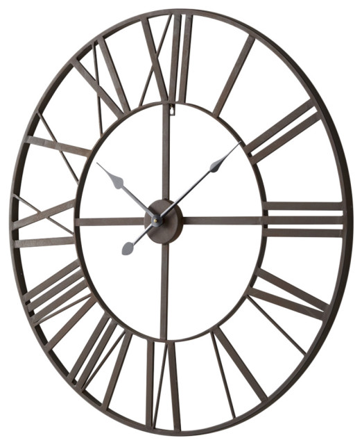 Pender Matte Black Iron 30" Round Wall Clock Industrial Wall Clocks