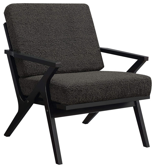 Mid Century Modern Accent Chair, Soft Sheep Skin Covered Seat