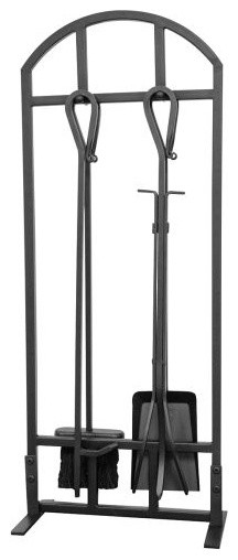 Uniflame F1739 Black 5 Piece Mission Fireset With Crook Handles
