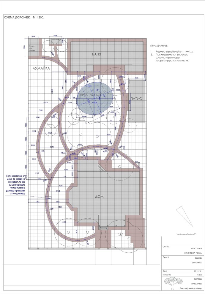 Схема дорожек.