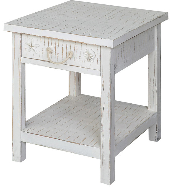 Crestview Seaside White Coastal End Table Cvfzr1521 Beach Style